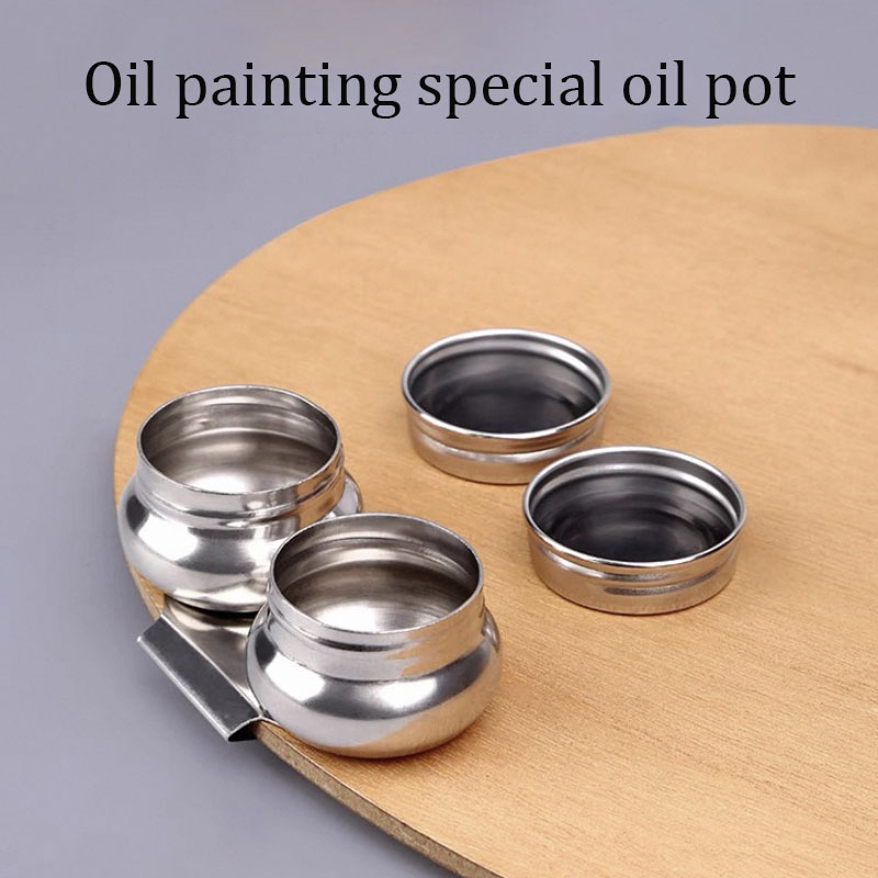 Nuts Mix - 1PC ステンレス鋼油絵ダブルミキシングカップネジカバースプーンミキシングカップクリップ付き油絵に適した